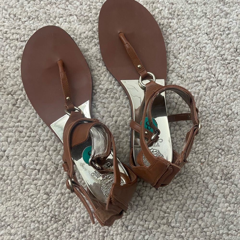 Vince Camuto Tan Leather Thong Sandals